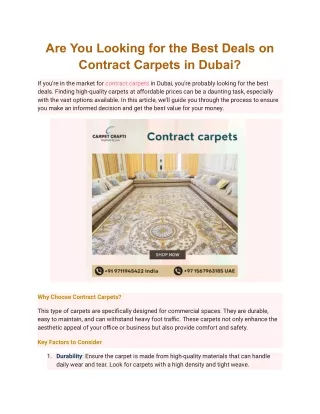 Are You Looking for the Best Deals on Contract Carpets in Dubai