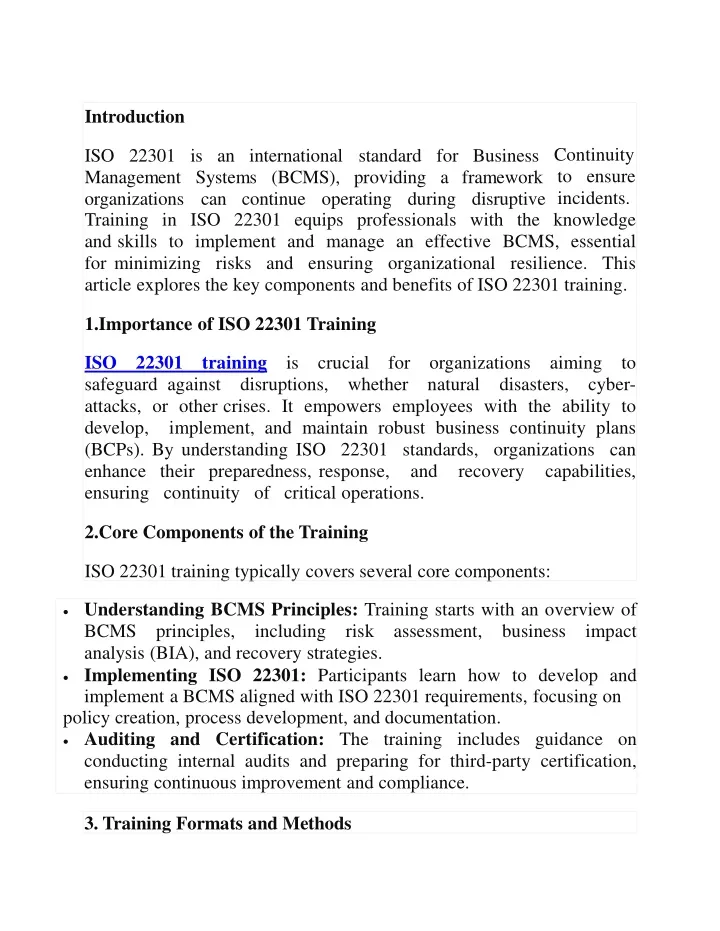 introduction iso 22301 is a n