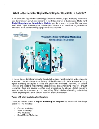 What is the Need of Digital Marketing for Hospitals in Kolkata