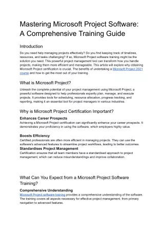Mastering Microsoft Project Software_ A Comprehensive Training Guide