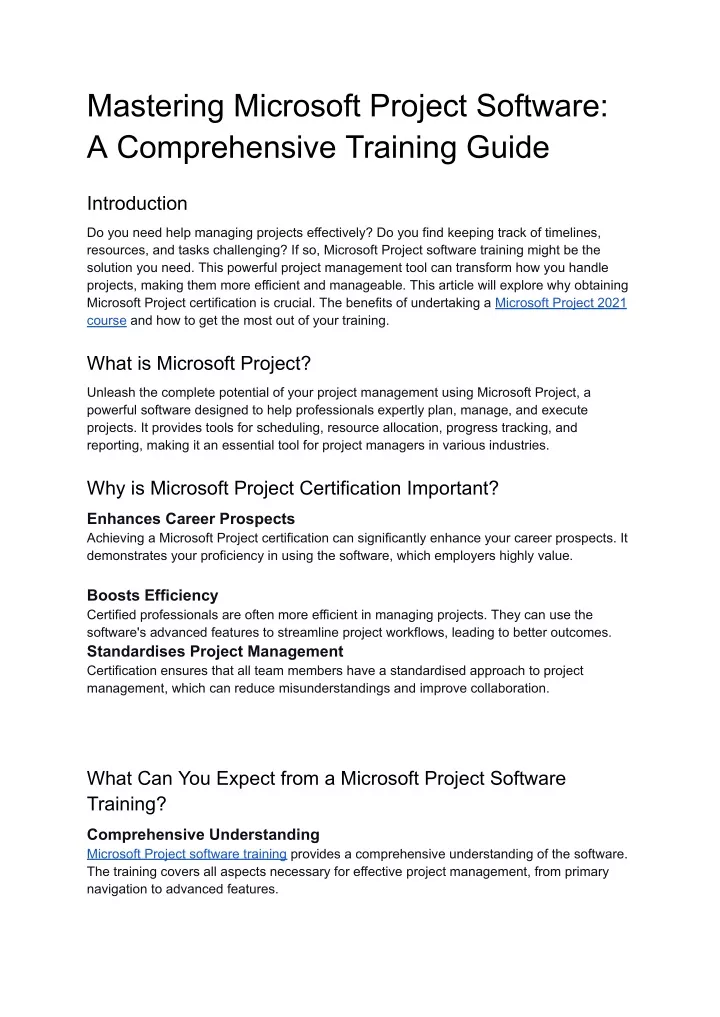 mastering microsoft project software