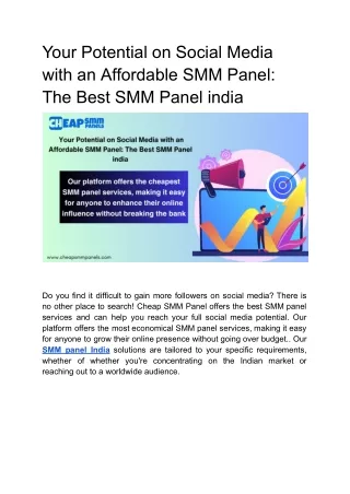 Your Potential on Social Media with an Affordable SMM Panel: The Best SMM Panel