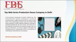 Top Web Series Production House Company in Delhi