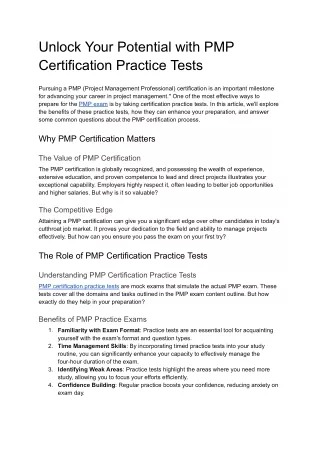 Unlock Your Potential with PMP Certification Practice Tests