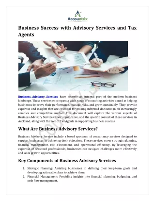 Business Success with Advisory Services and Tax Agents