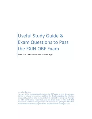 Useful Study Guide & Exam Questions to Pass the EXIN OBF Exam