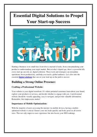 Essential Digital Solutions to Propel Your Start-up Success