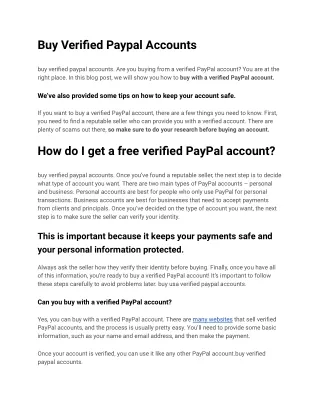 Buy Verified Paypal Accounts