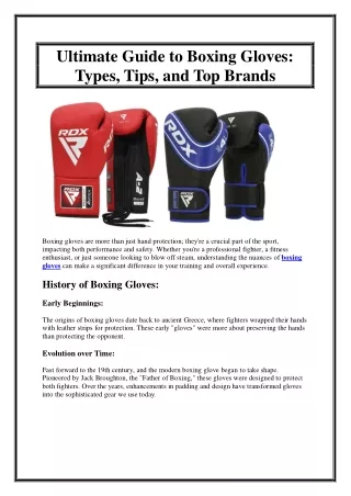 Ultimate Guide to Boxing Gloves Types, Tips, and Top Brands