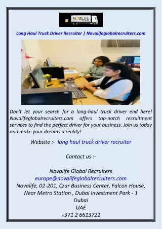 Long Haul Truck Driver Recruiter  Novalifeglobalrecruiters.com