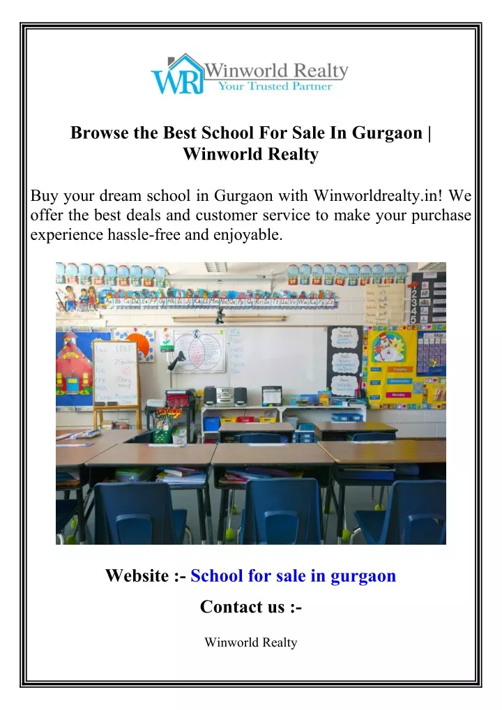 browse the best school for sale in gurgaon