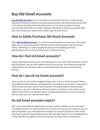 Buy Old Gmail Accounts