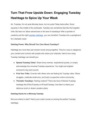 Engaging Tuesday Hashtags to Spice Up Your Week