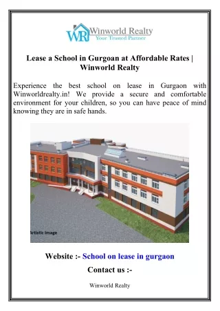 Lease a School in Gurgoan at Affordable Rates   Winworld Realty