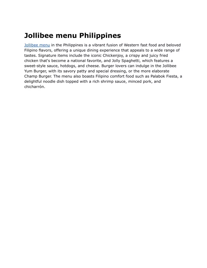 jollibee menu philippines