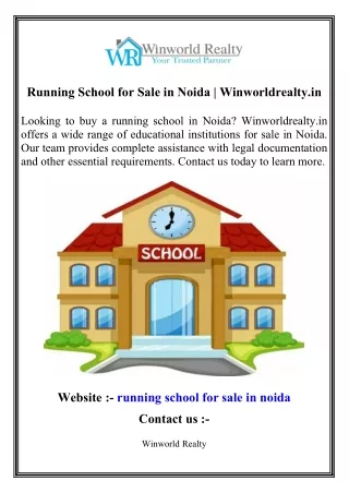 Running School for Sale in Noida   Winworldrealty.in