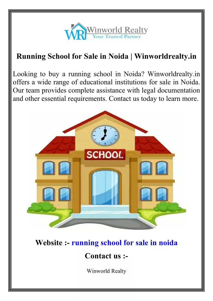 running school for sale in noida winworldrealty in