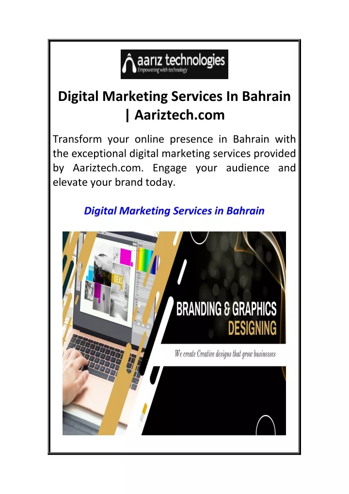 digital marketing services in bahrain aariztech