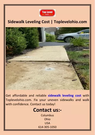 Sidewalk Leveling Cost  Toplevelohio.com