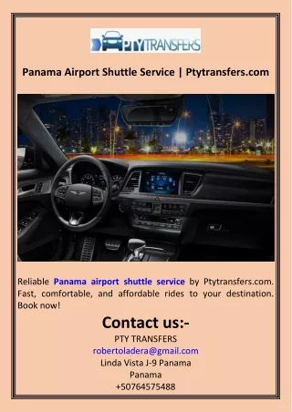 Panama Airport Shuttle Service  Ptytransfers.com