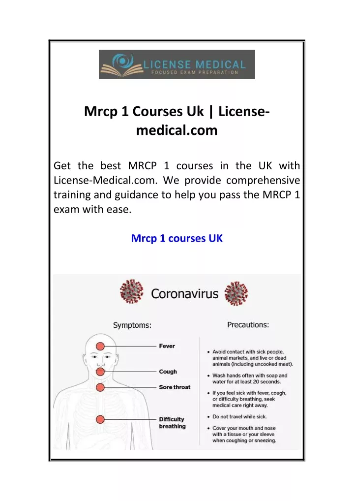 mrcp 1 courses uk license medical com