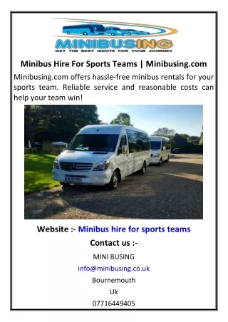 Minibus Hire For Sports Teams | Minibusing.com