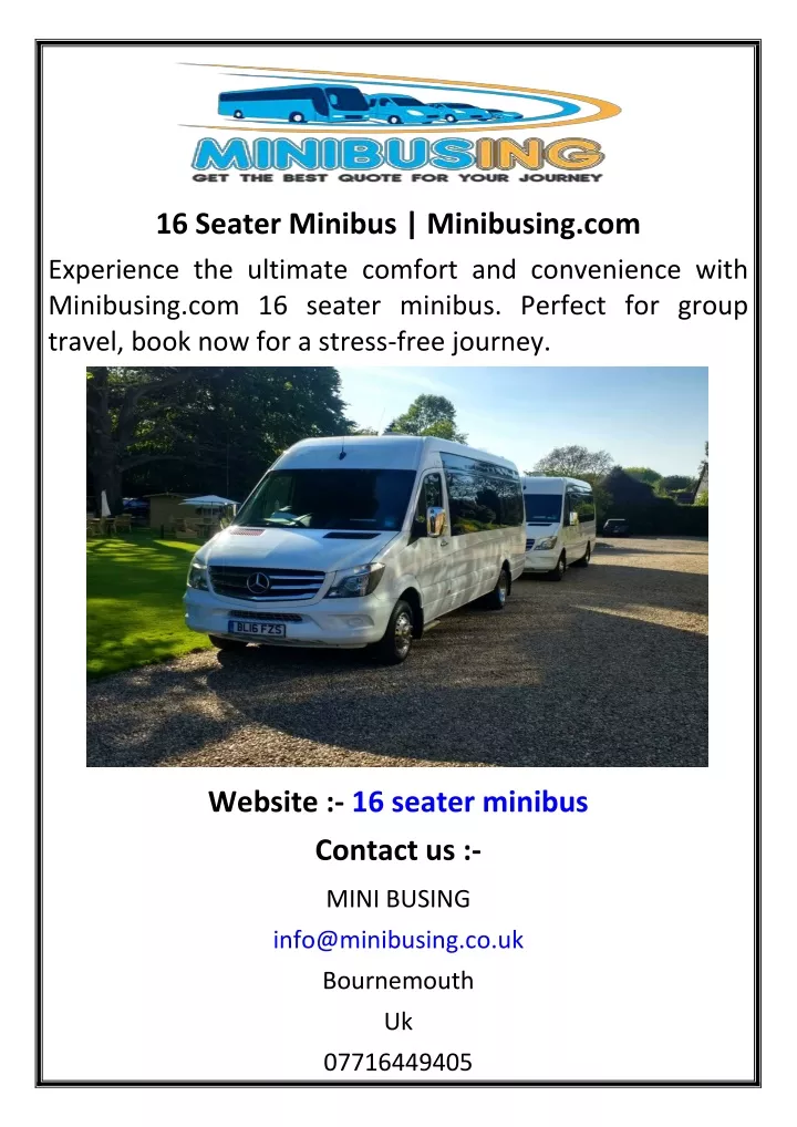 16 seater minibus minibusing com