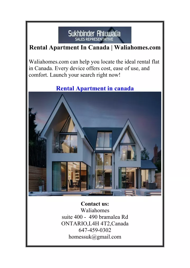 rental apartment in canada waliahomes com