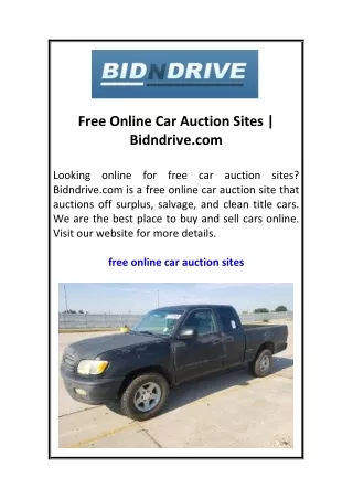 Free Online Car Auction Sites  Bidndrive.com