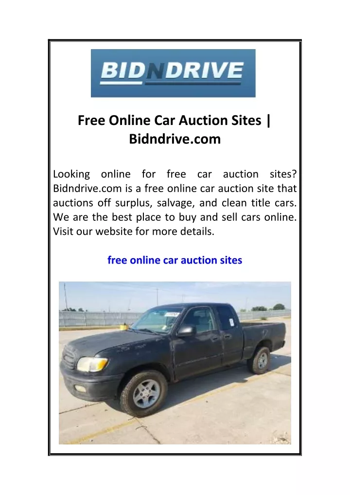 free online car auction sites bidndrive com