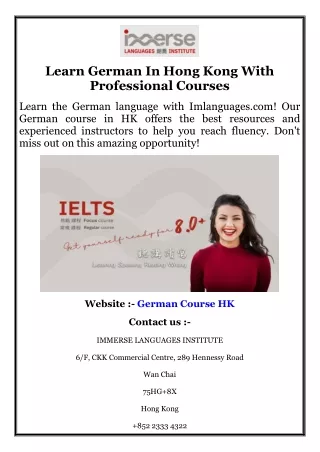 Learn German In Hong Kong With Professional Courses