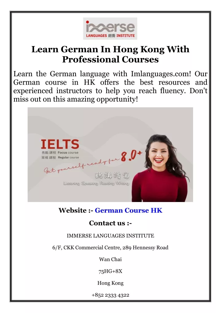 learn german in hong kong with professional