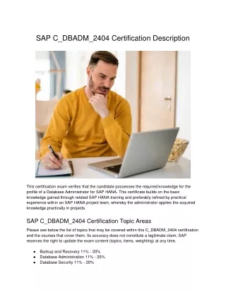 sap c dbadm 2404 certification description