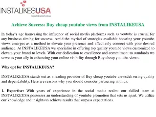 Achieve Success: Buy cheap youtube views from INSTALIKEUSA