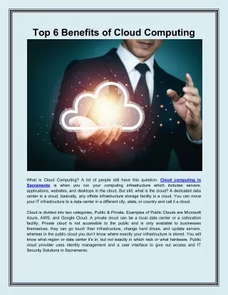 Top 6 Benefits of Cloud Computing