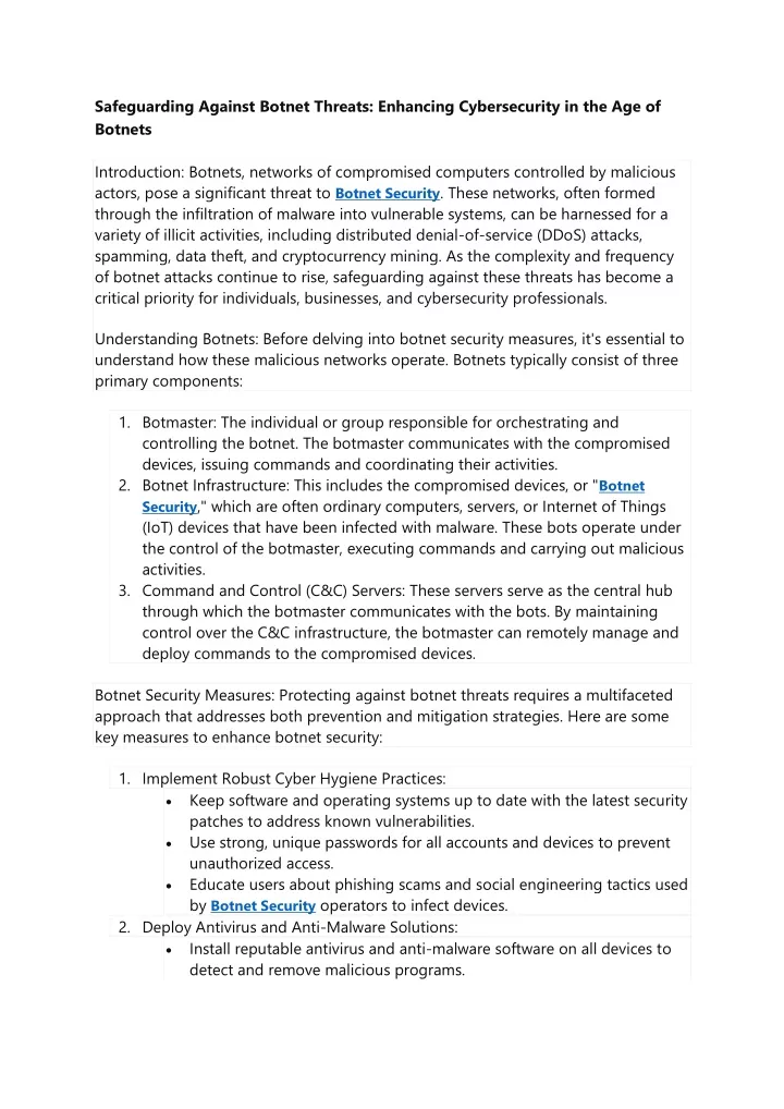 safeguarding against botnet threats enhancing