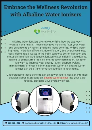 Embrace the Wellness Revolution with Alkaline Water Ionizers