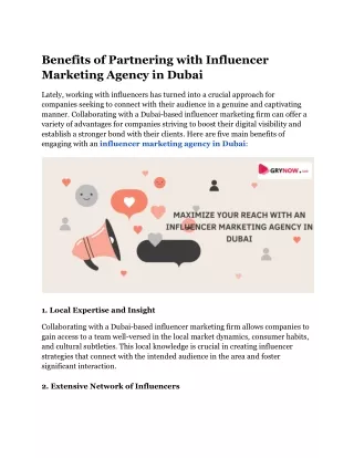 Benefits of Partnering with Influencer Marketing Agency in Dubai