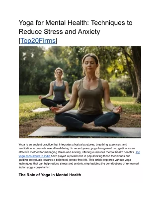 Yoga for Mental Health_ Techniques to Reduce Stress and Anxiety