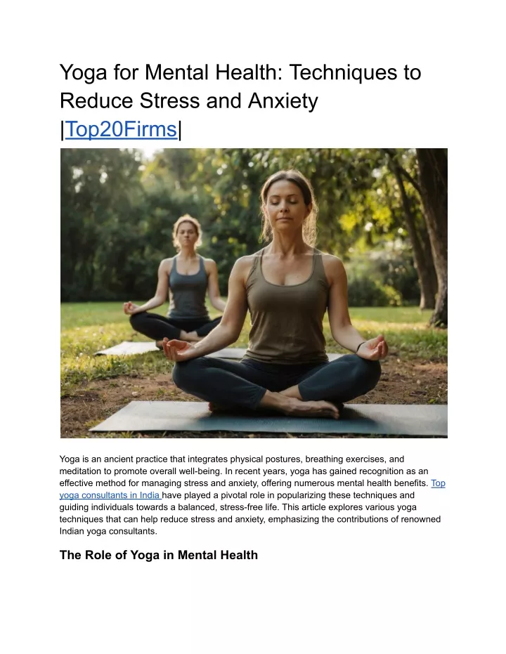 yoga for mental health techniques to reduce