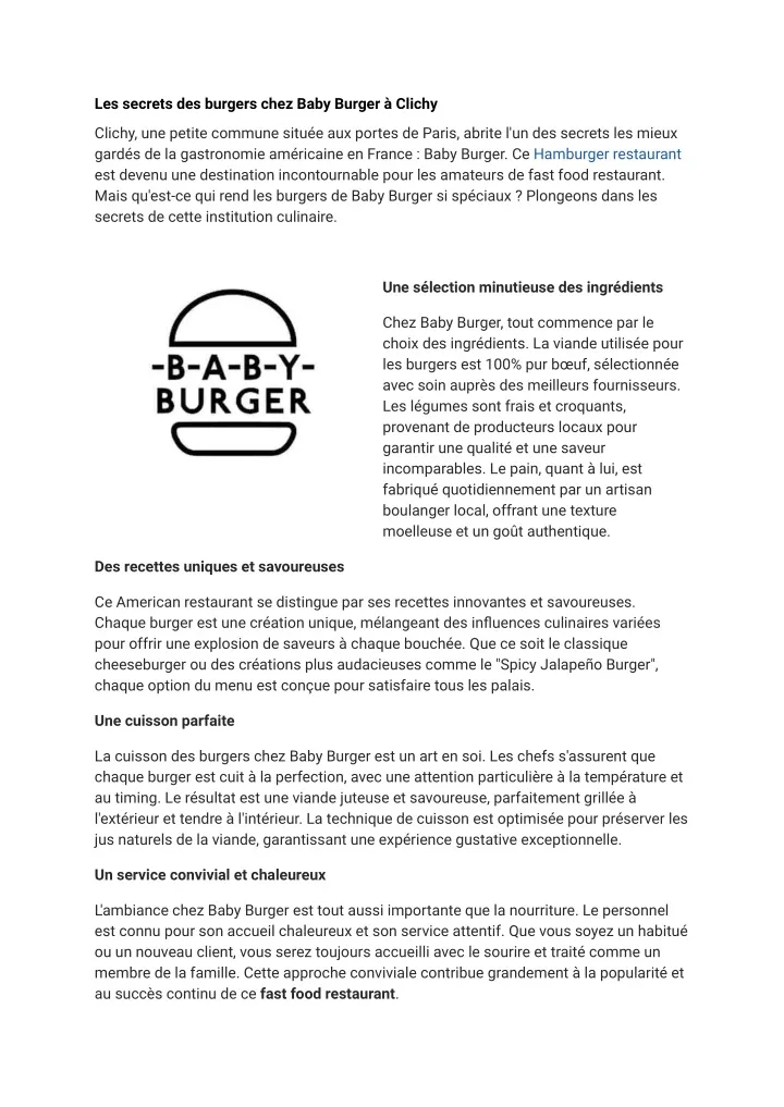 les secrets des burgers chez baby burger clichy