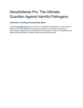 NanoDefense Pro_ The Ultimate Guardian Against Harmful Pathogens