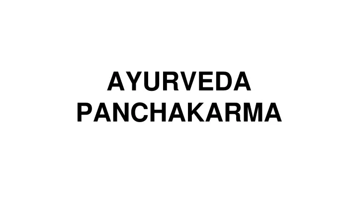 ayurveda panchakarma