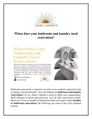When does your bathroom and laundry need renovation