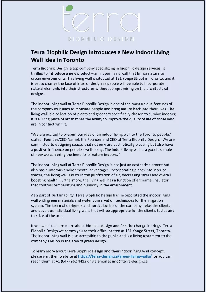 terra biophilic design introduces a new indoor