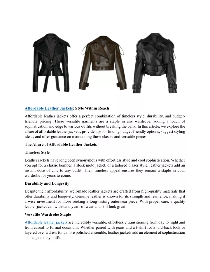 affordable leather jackets style within reach