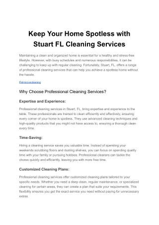 Keep Your Home Spotless with Stuart FL Cleaning Services