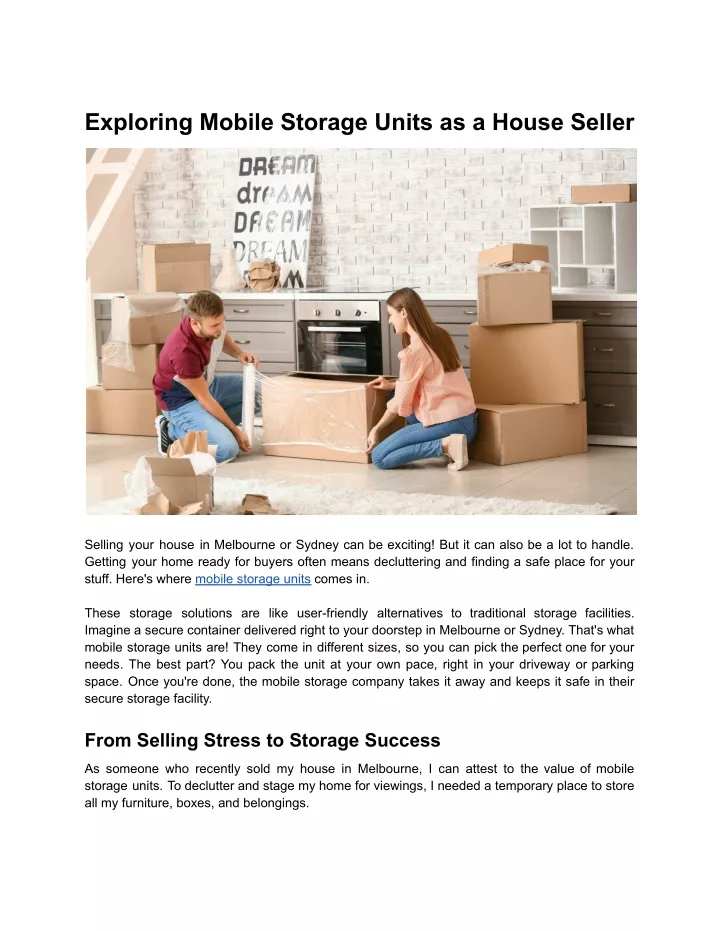 exploring mobile storage units as a house seller