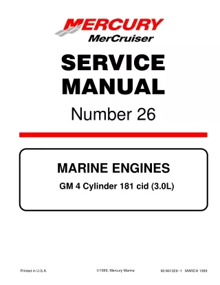 Mercury Mercruiser Marine Engines GM 4 Cylinder 181 CID (3.0L) Service Repair Manual