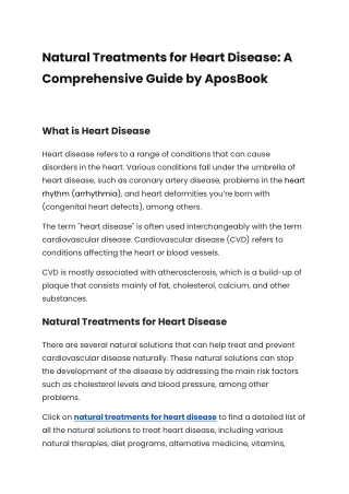 Effective Natural Treatments for Heart Disease | Aposbook